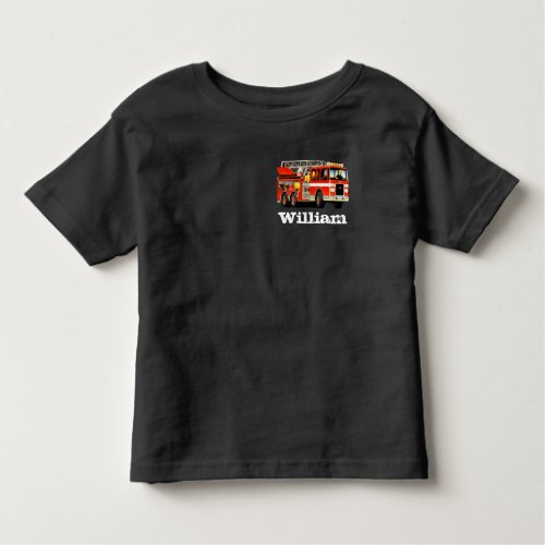 Custom Name Kids Fire Truck Toddler T_shirt