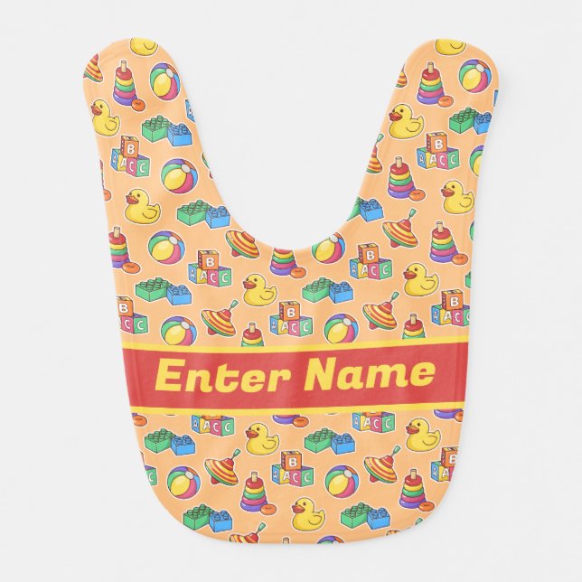 Custom Name Kids Toys Baby Bib (Front)