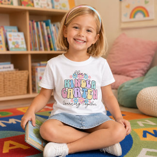 Custom Name Kindergarten Learning Together Retro T-Shirt