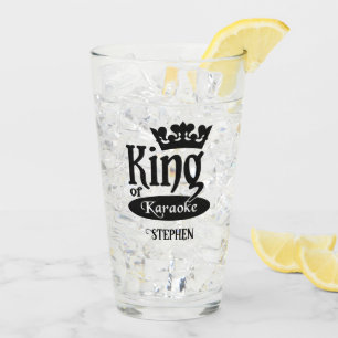 Custom Name King of Karaoke Glass