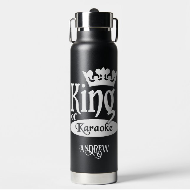 Custom Name King of Karaoke Water Bottle (Front)