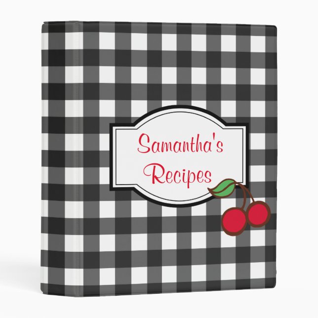 Custom Name Kitchen Cherry Recipe Organizer Binder (Front/Spine)