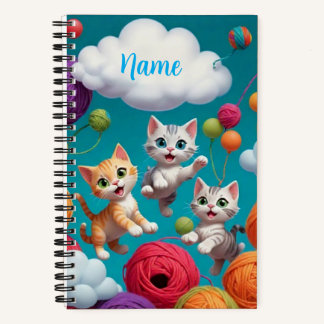 Custom Name Kittens and Yarn Notebook