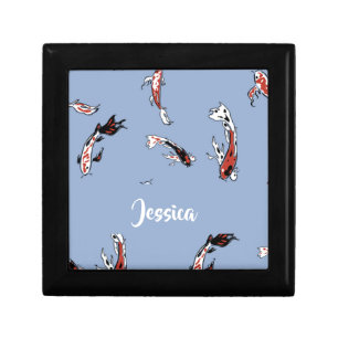 Custom name koi fish blue gift box