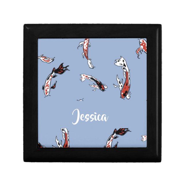 Custom name koi fish blue gift box (Front)