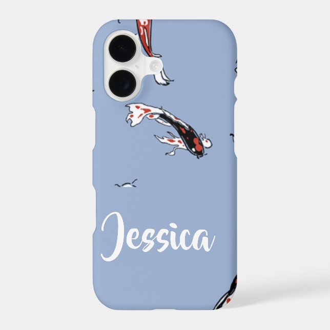 Custom name koi fish blue iphone case (Back)