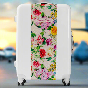 Custom Name l Unique Coloful Feminine Wildflowers Luggage