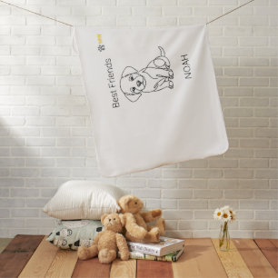 Custom Name Labrador Puppy Minimalist Line Art Bab Baby Blanket