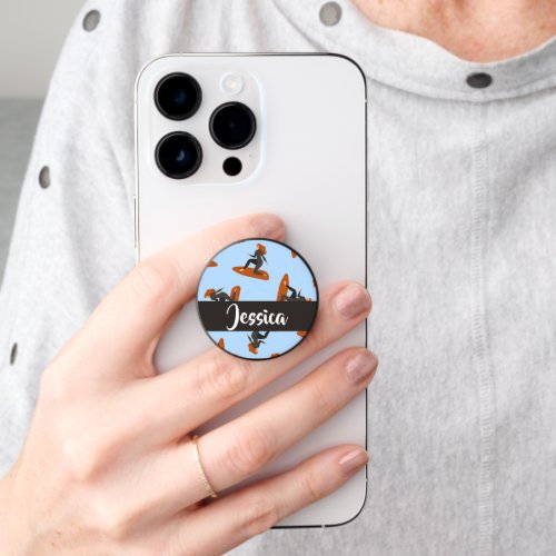 Custom name lady surfing the waves PopSocket