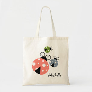 Custom Name Ladybug Tote Bag