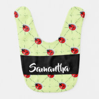Custom name ladybugs pattern baby bib