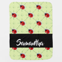 Custom name ladybugs pattern baby blanket