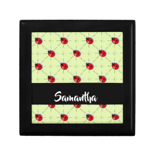 Custom name ladybugs pattern gift box