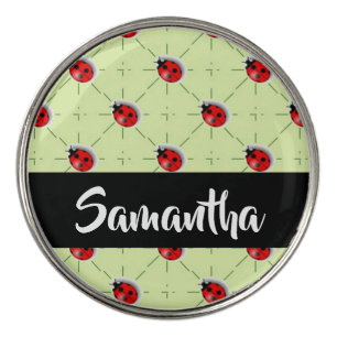 Custom name ladybugs pattern golf ball marker