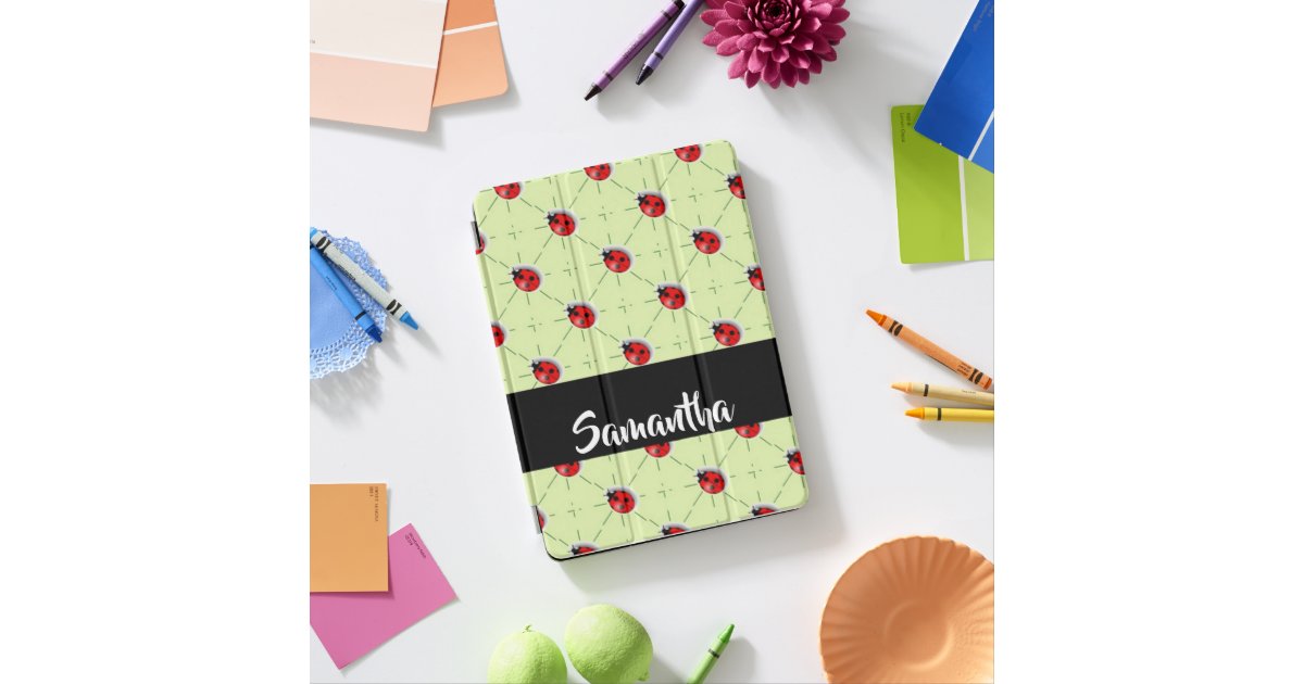 Custom name ladybugs pattern iPad pro cover | Zazzle