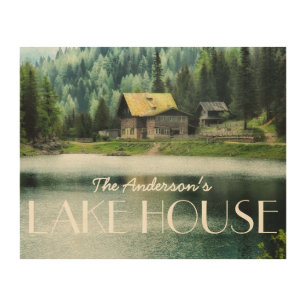 Custom Name Lake House Photo Plaque Wood Wall Art