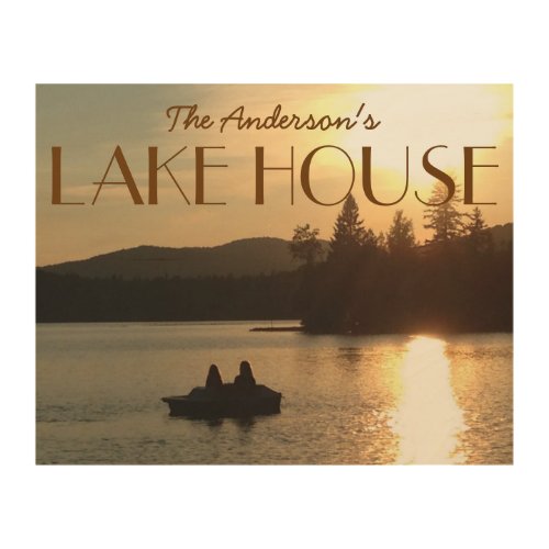 Custom Name Lake House Photo Plaque Wood Wall Decor