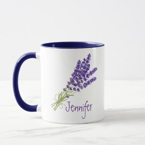 Custom Name Lavender Garden Flower Floral Mug