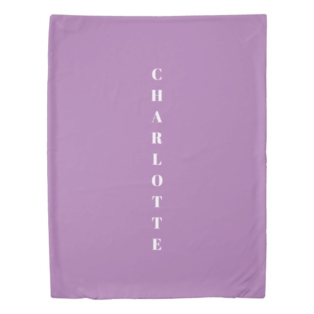 Custom name lavender white monogram duvet cover (Front)