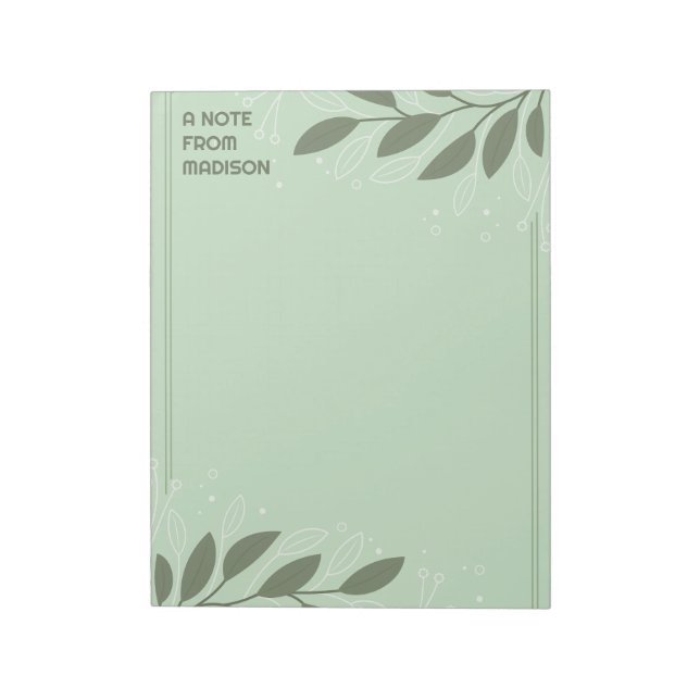 Custom Name Leafy Frame Notepad (Rotated)