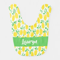 Custom name lemon pattern baby bib