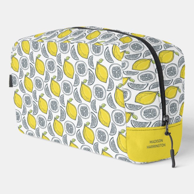 Custom Name Lemon Pattern Dopp Kit (Right Corner)