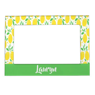 Custom name lemon pattern magnetic frame