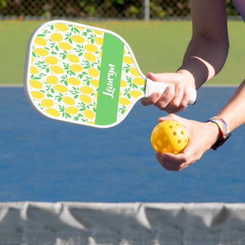 Custom name lemon pattern pickleball paddle