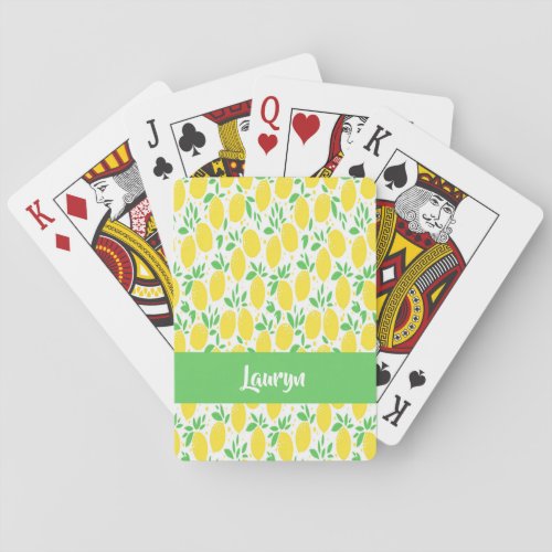 Custom name lemon pattern poker cards