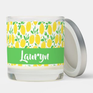 Custom name lemon pattern scented candle