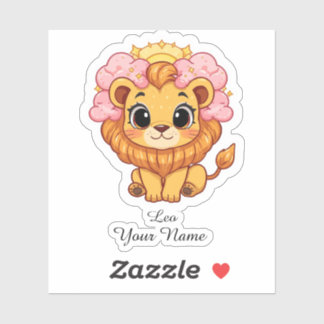 Custom Name Leo Celestial Zodiac Sticker Gift