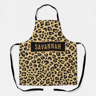 Custom Name Leopard Animal Print Pattern Classic Apron