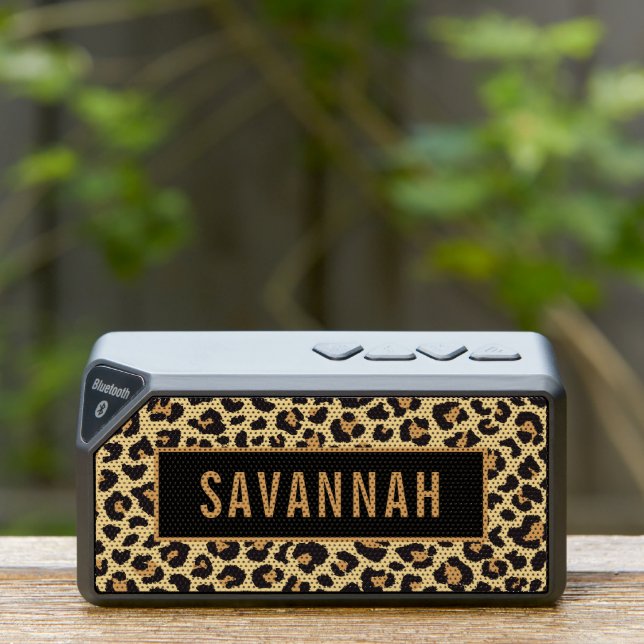 Custom Name Leopard Animal Print Pattern Classic Bluetooth Speaker (Insitu(Outdoor))