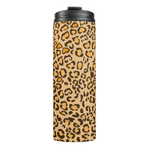 Custom Name Leopard Animal Print Pattern Thermal Tumbler