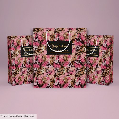 Custom name leopard skin watercolor gift pack medium gift bag
