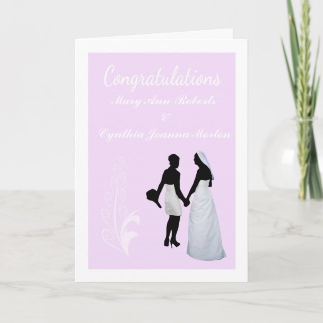 Custom Name Lesbian Wedding Congratulations Card (Front)