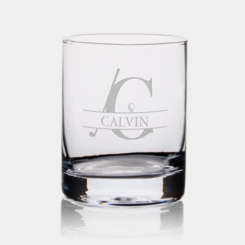 Custom Name Letter Golf Etched Whiskey Glass