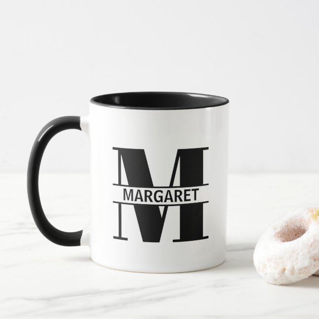 Custom Name Letter 'M' Mug (With Donut)