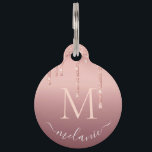 Custom Name Letter Rose Gold Pet ID Tag<br><div class="desc">Pet ID Tag with Monogram Name Text Rose Gold Blush Glitter Sparkle Personalized Gift / Suppliest - Add Your Letter / Name - Text or Remove - Make Your Special Gift - Resize and move or remove and add text / elements with customization tool. Design by MIGNED. Please see my...</div>