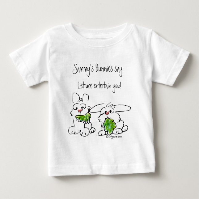 Custom Name Lettuce Entertain You Cartoon Rabbits Baby T-Shirt (Front)