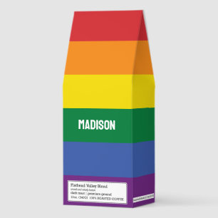 Custom Name LGBT Rainbow Colors Roasted Coffee