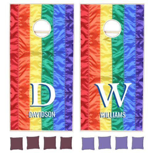 Custom name LGBTQ rainbow flag rainbow stripes gay Cornhole Set