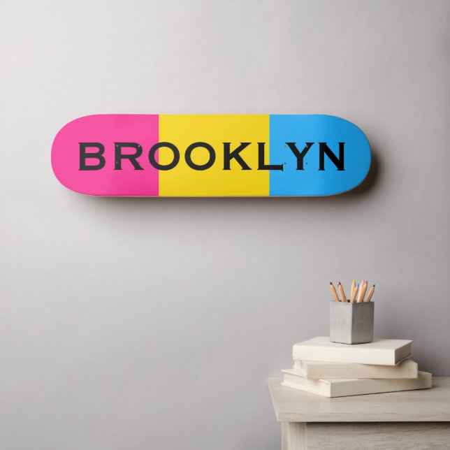 Custom Name LGBTQ Rainbow Pansexual Pride Flag Skateboard (Wall Art (Horz))