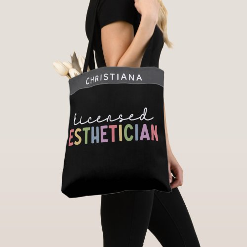 Custom Name Licensed Esthetician Cosmetologist Tote Bag