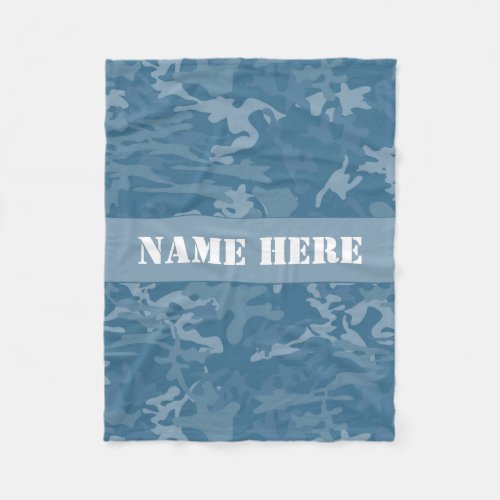 Custom Name Light Blue Camo Pattern Throw Blanket