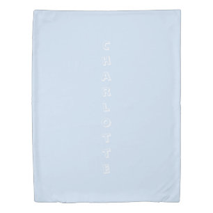 Custom Name light blue white monogram text Duvet Cover