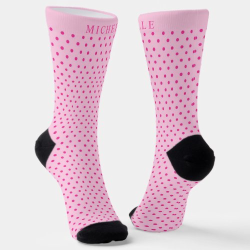 Custom Name Light Dark Pastel Pink Polka Dot Socks