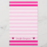 [ Thumbnail: Custom Name + Light Pink & Deep Pink Stripes Stationery ]
