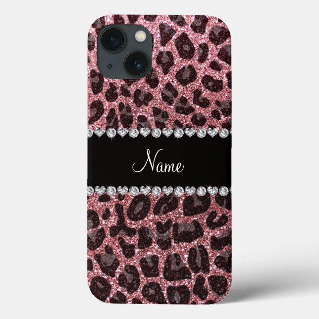 Custom name light pink glitter leopard print Case-Mate iPhone case (Back)