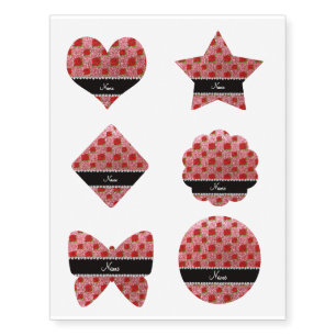 Custom name light pink glitter roses temporary tattoos